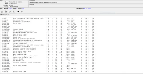 SA Structure test samsung pc3000