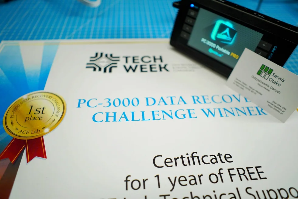 certificate acelab data recover winner - serwis otako ,pc3000 portable pro