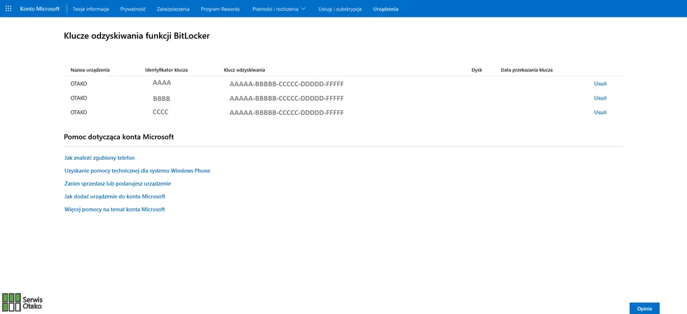 Klucze odzyskiwania bitlocker