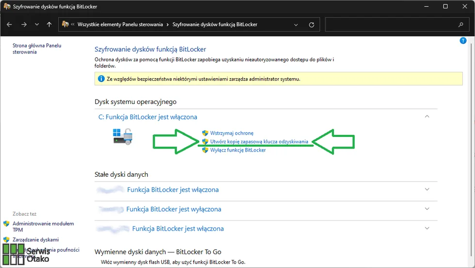 utwórz kopie zapasową klucza bitlocker, szyfrowanie dysków bitlocker