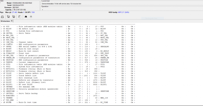 SA Structure test samsung pc3000